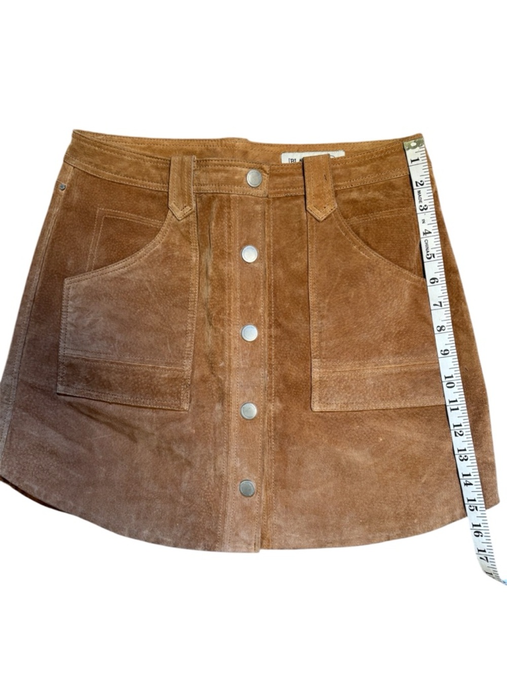 Suede Button-Front Mini Skirt